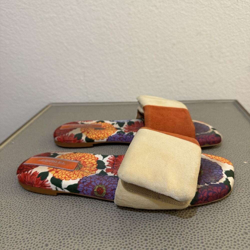 La Double J Women's Multicolor Suede Printed Slide Sandal Shoes Size 37
